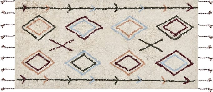 CORUM - Laagpolig vloerkleed - Lichtbeige - 80 x 150 cm - Katoen