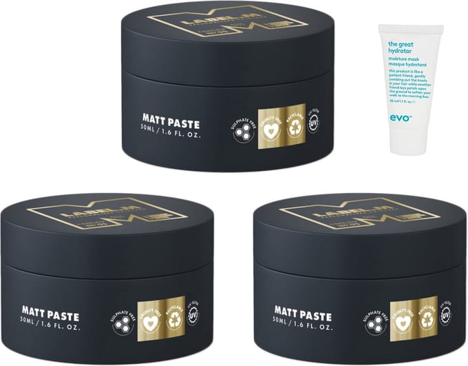 3x Label.M Matt Paste 120ML + WILLEKEURIG Travel Size