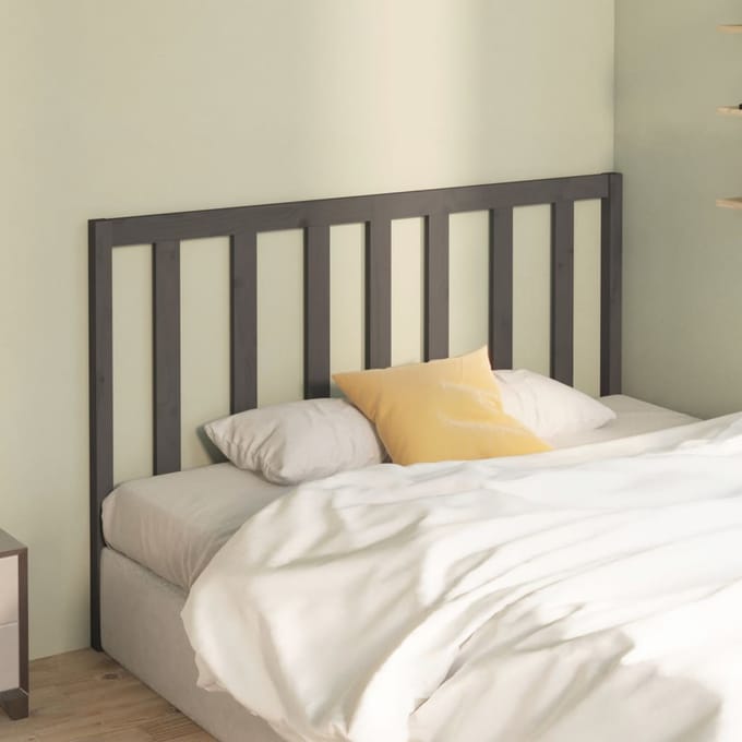 vidaXL - Hoofdbord - 141x4x100 - cm - massief - grenenhout - grijs