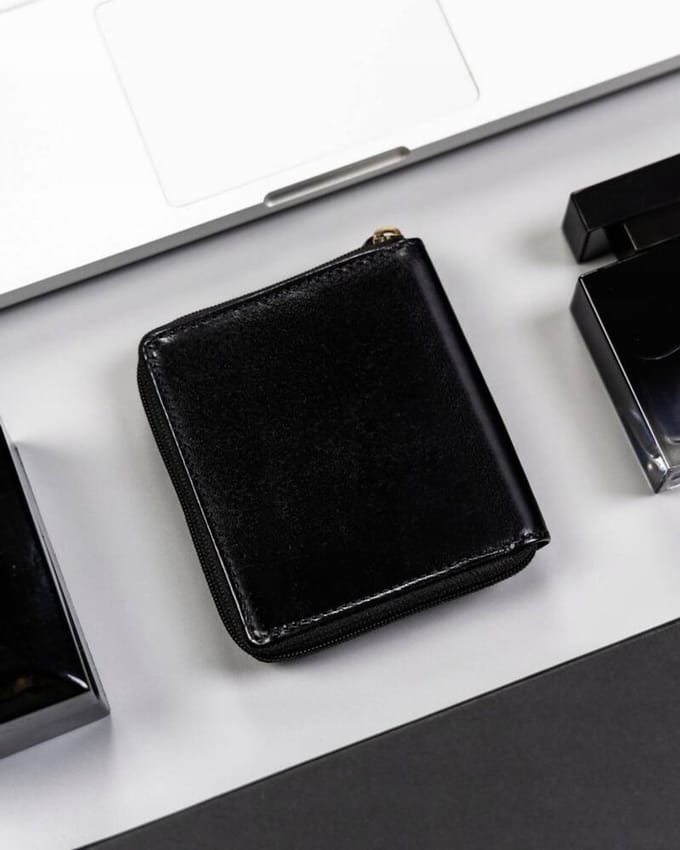 Rovicky - Compacte Heren Portemonnee - RFID Bescherming - Lederen - Goudkleurige Accenten