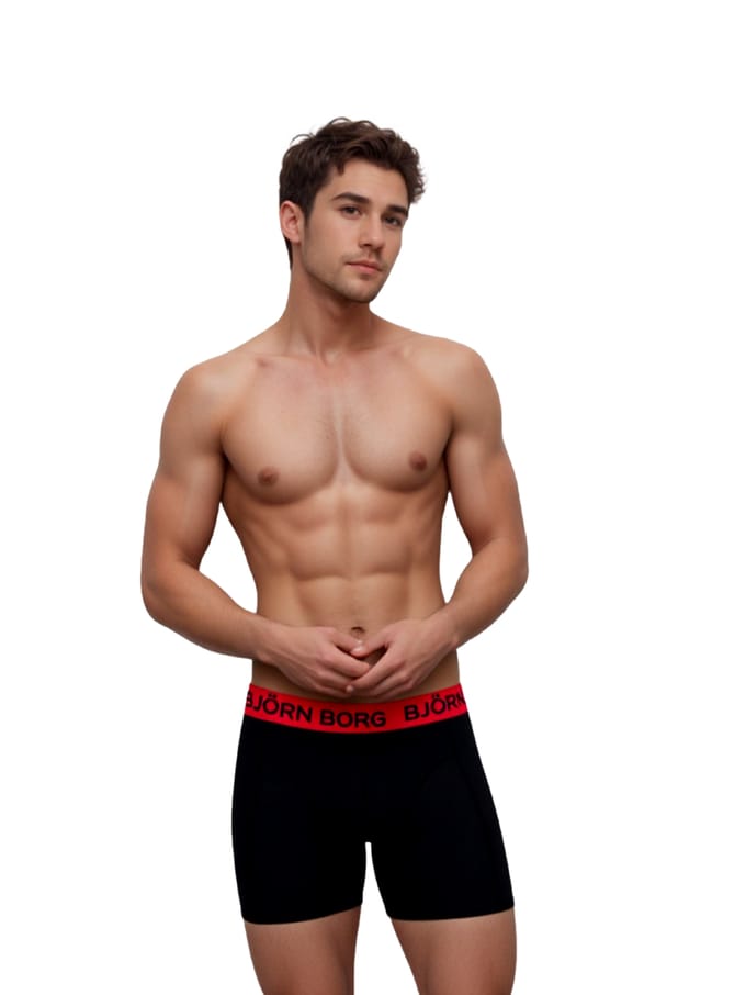 Björn Borg Cotton Stretch Boxershort Heren Rood/Zwart/Groen - 5 stuks - Heren onderbroeken - Boxer - Maat S