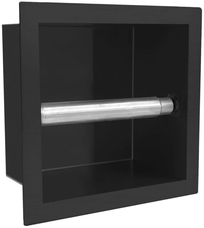 EAVY - Toiletrolhouder Inbouw Zwart RVS - WC rolhouder