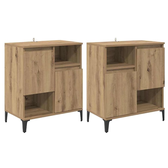 vidaXL Dressoirs 2 st Artisan Eiken 60 x 35 x 70 cm Bewerkt hout
