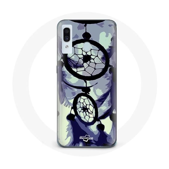 Coque pour Samsung Galaxy A20 Attrape Rêve violet gris et Noir