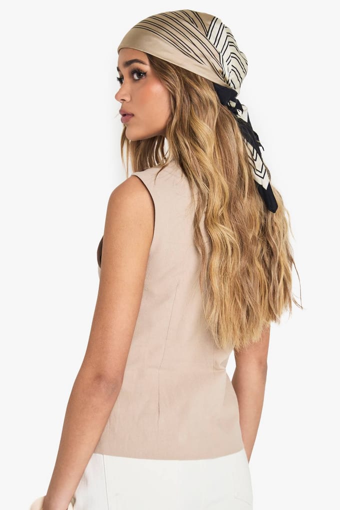 boohoo Dames Op maat gemaakte linnenlook vest met knopen | Steen | Maat: 36