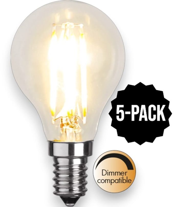 5-Pack | Kogellamp - E14 - 4.2W - Extra Warm Wit - 2700K - Dimbaar - Filament - Helder