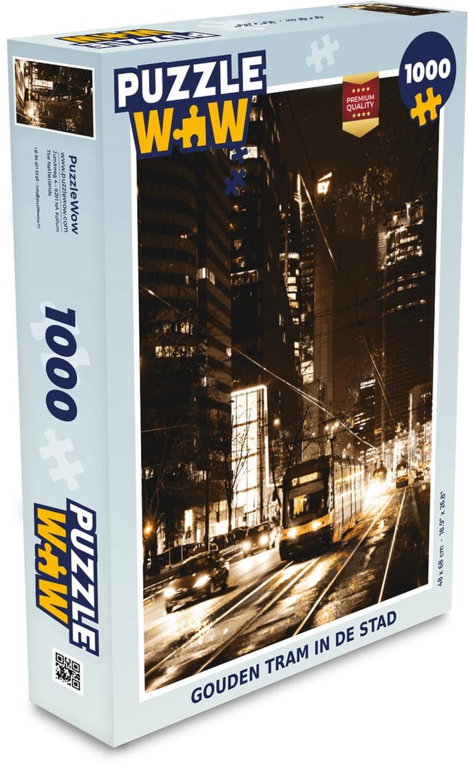 Puzzel Tram - Straat - Goud - Legpuzzel - Puzzel 1000 stukjes volwassenen