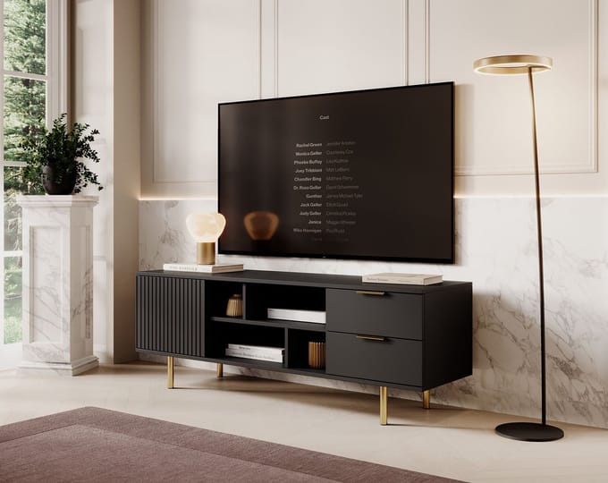Meubella - TV-Meubel Nicola - Mat zwart - 150 cm