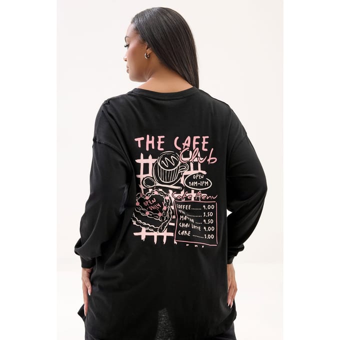Yours The Cafe Tshirt Met Lange Mouwen Size 42