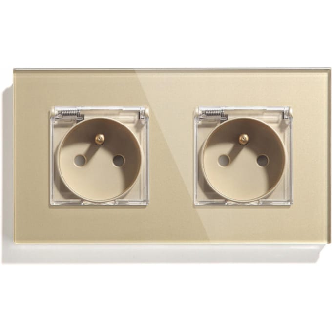 Dubbel Glazen Stopcontact 157mm Hermetisch - Kleur Goud
