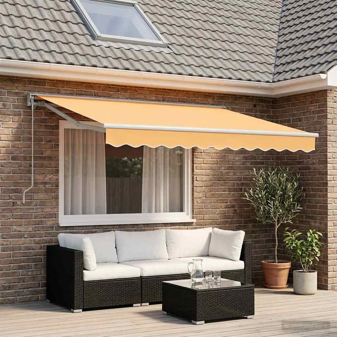 vidaXL - Uitschuifbare - luifel - Zand - 3,5 - x - 2 - m - Polyester - en - Aluminium