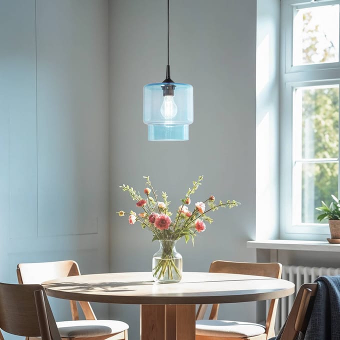 Argon Glazen hanglamp Nesto, marineblauw, Ø 18 cm, E27