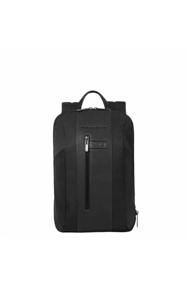 Rugzak Piquadro Kort leer en stof zwart - CA6384BR2-N