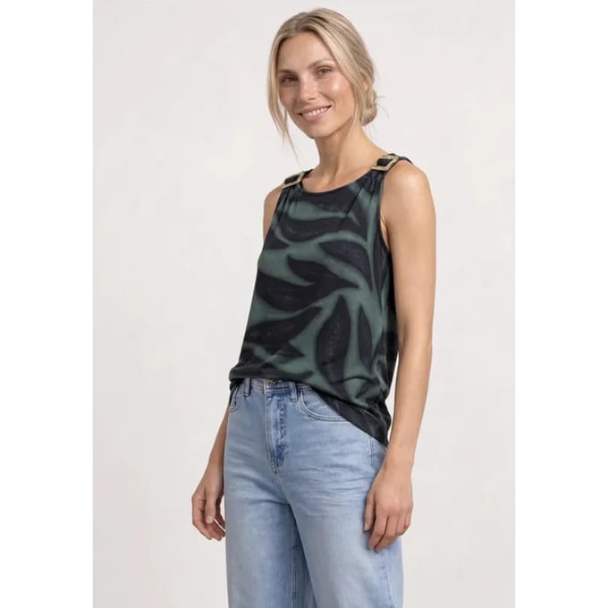 Top met ronde hals en schouderdetails