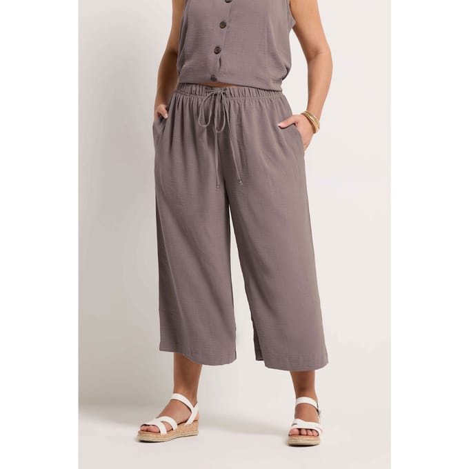 Yours Lichtpaarse Cropped Twill Culottes Size 42