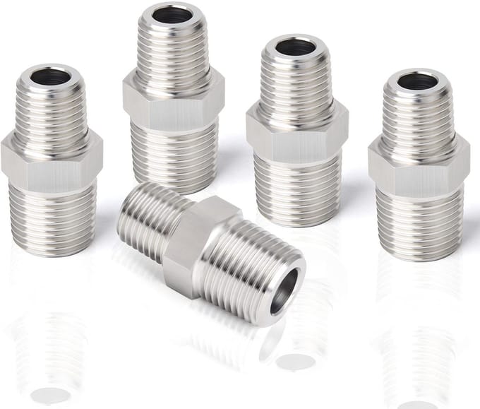Allecto - 1/2" x 1/4" mannelijke verloopstuk - Roestvrij staal - 5