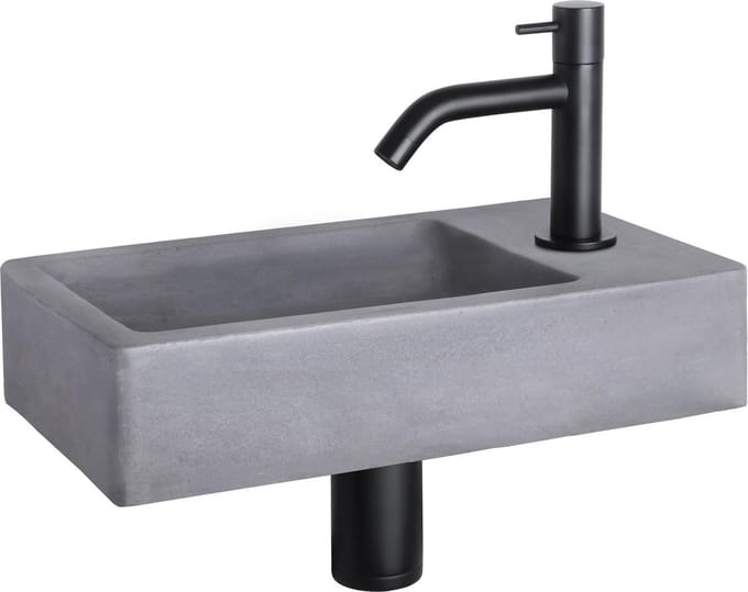 Differnz Force Fonteinset - Beton donkergrijs - Kraan gebogen mat zwart - 40 x 22 x 8 cm