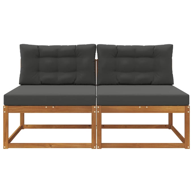 vidaXL - Buiten - Midden - Sofa - met - kussen - 2 - Stuk - Naturel