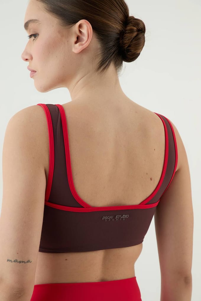 Dames Dsgn Studio Sculpt Sportbeha Met Wikkelvoorkant | Chocolate | Maat: Medium