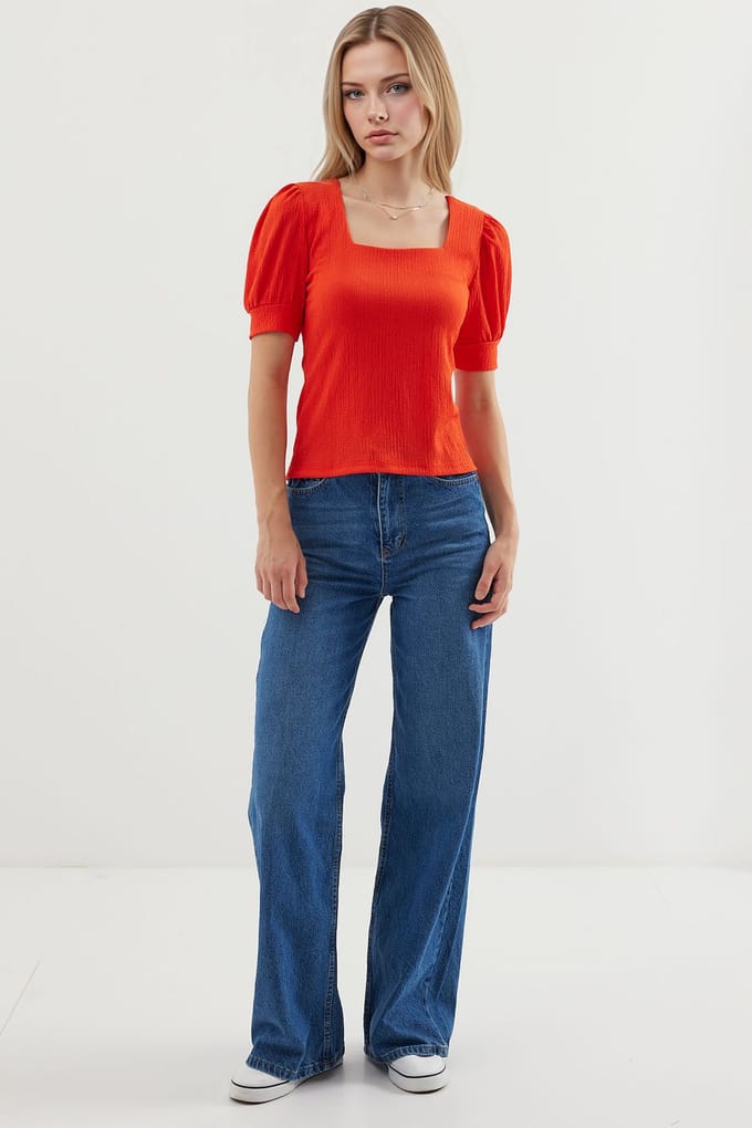 Slim Fit Vierkante Hals Blouse
