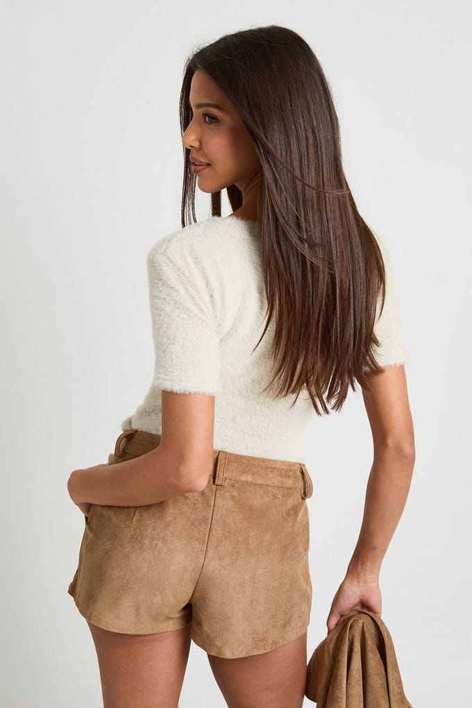 boohoo Dames Nepsuede Short | Mocha | Maat: 10