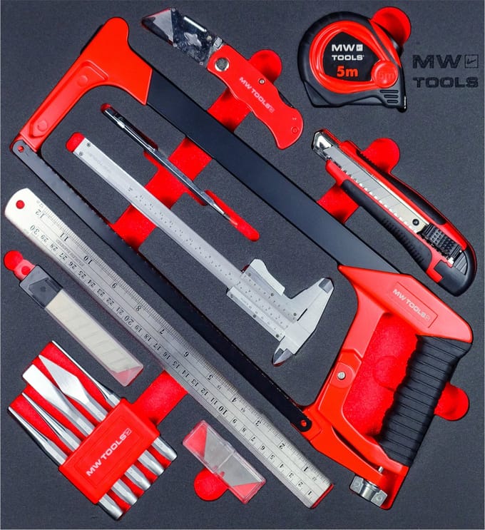 Snij- en meetgereedschap set foam tray 32 delig MW Tools MWPS32