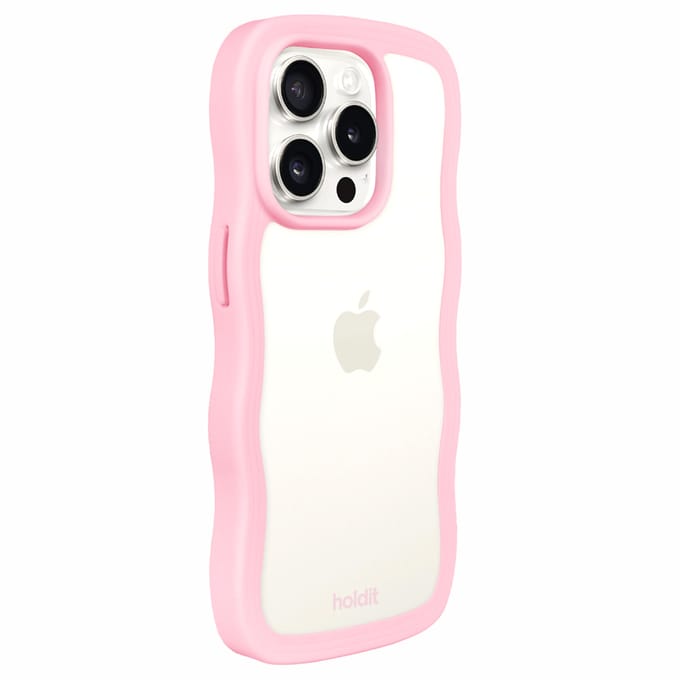 Holdit Wavy Case geschikt voor Apple iPhone 14 Pro - Transparent / Pink