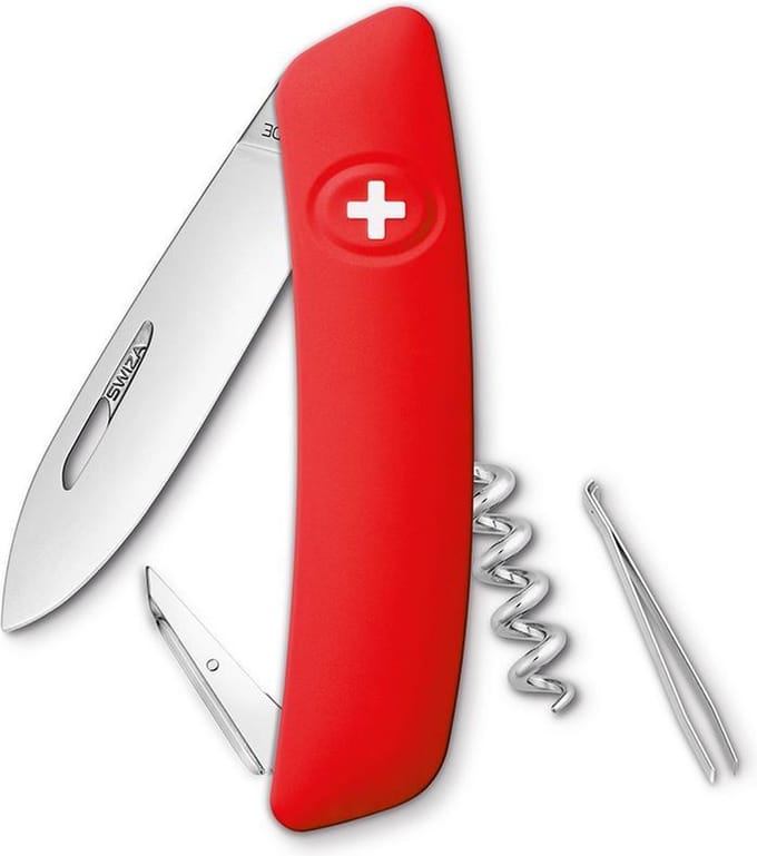 Swiza D01 Zwitsers zakmes - soft-touch grip - rood