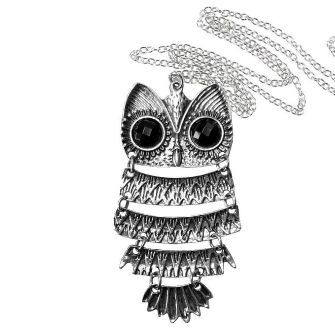 Fako Bijoux® - Ketting - Dansende Uil XL - Zilverkleurig