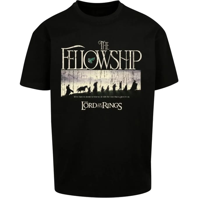Merchcode The Lord of the Rings - Fellowship Heavy Oversize Heren Tshirt - S - Zwart