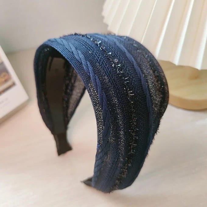 Brede Chiffon Stof Haarband Vrouwen Haarband Haaraccessoires Voor Dame 1pcs blauw