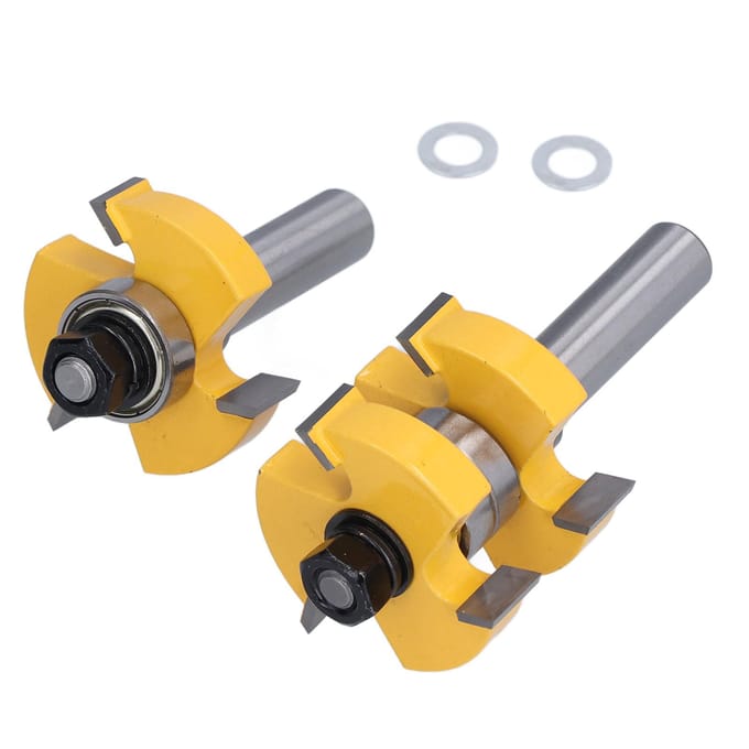2 stuks messing-groeffreesbit T-vorm 3 tanden 2 lagers houtbewerkingsfrees 1 2 inch schacht