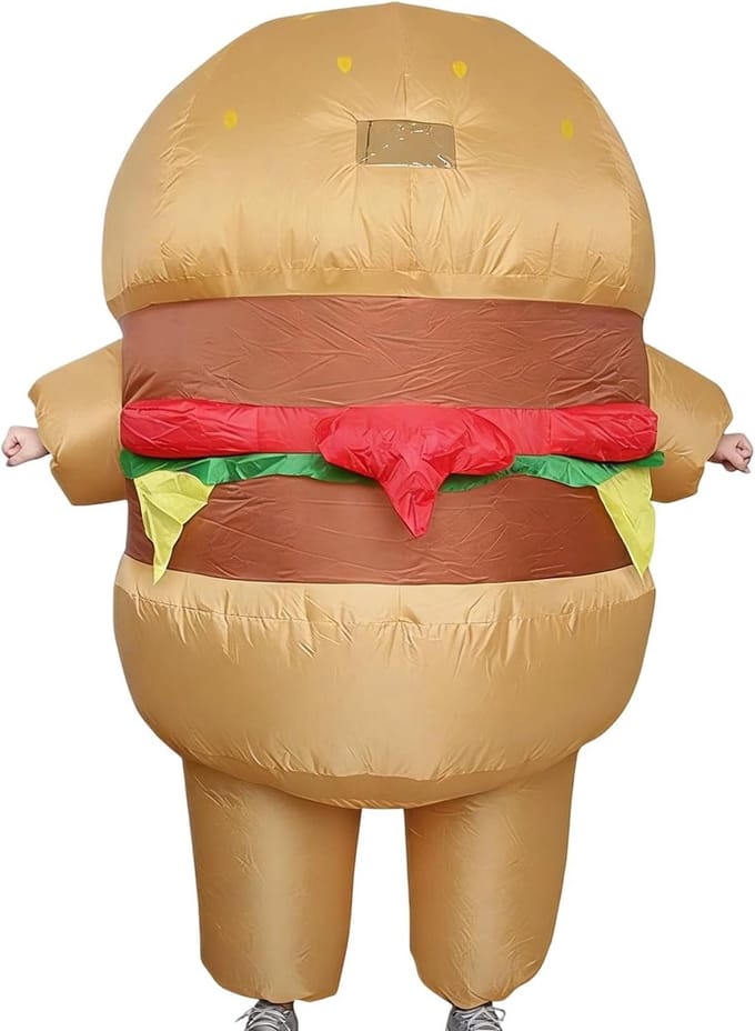Opblaasbaar Kostuum - Grappig Pak - Feest Carnavalskleding - Volledig Lichaam - 32x24x8cm - Hamburger