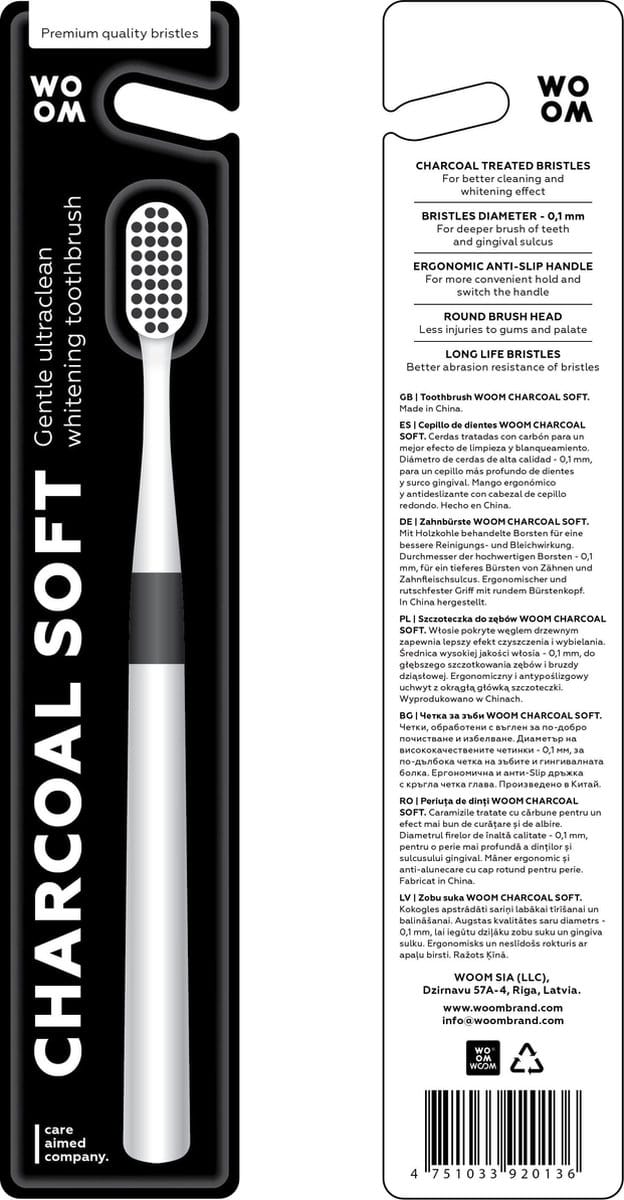 Woom tandenborstel Charcoal soft ( 3stuks)