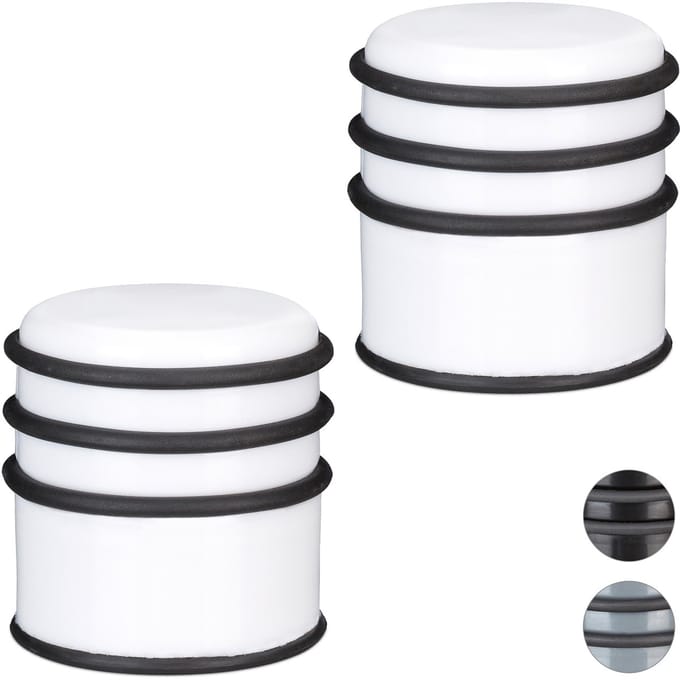 2 x deurstop - deurstopper - rubberen ring - deurbuffer zwaar - kunststof wit