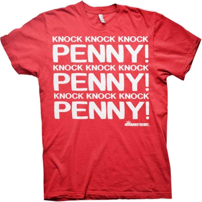 The Big Bang Theory Heren Tshirt -M- Penny Knock Knock Knock Rood