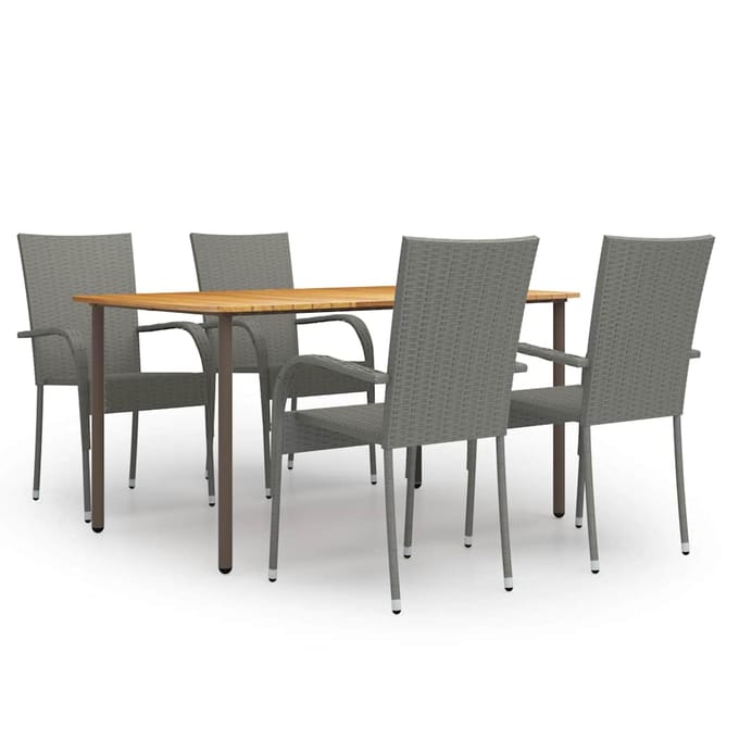 vidaXL - 5-delige - Tuinset - poly - rattan - grijs