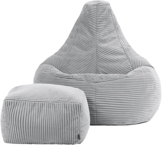 icon - Dalton Zitzak Fauteuil met Poef - Gaming - Ribfluweel - Grijs