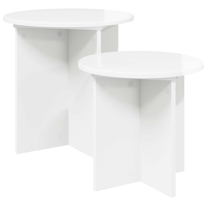 vidaXL - Bijzettafelset - 2 - st - Hoogglans - Wit - Ø - 45 - x - 45 - cm