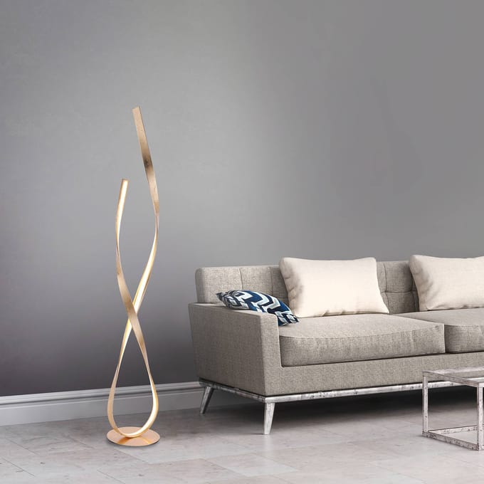 Paul Neuhaus LED vloerlamp Linda, goud, metaal, dimbaar