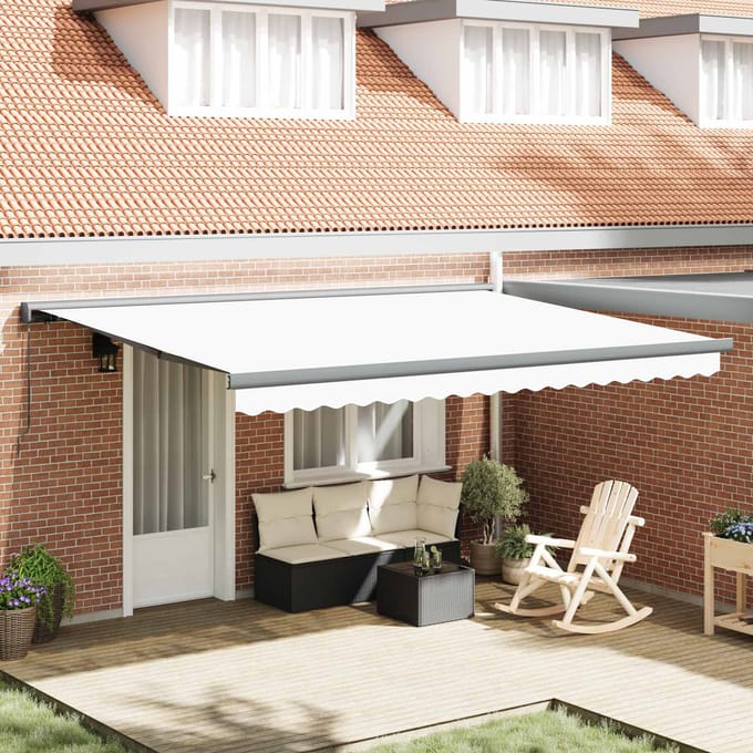 vidaXL - Uitschuifbare - luifel - Wit - 4 - × - 3 - m - Canvas - en - Aluminium