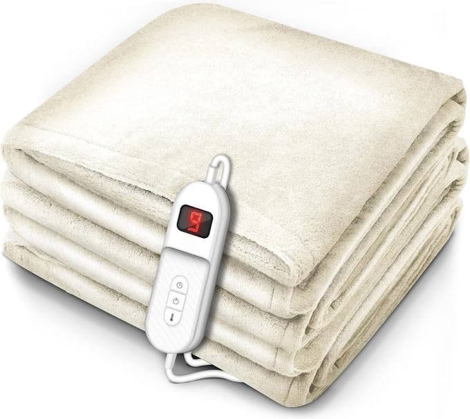 White-Label® Elektrische Deken 2 Persoons - Warmtedeken Elektrisch - Extra Zacht - Crème