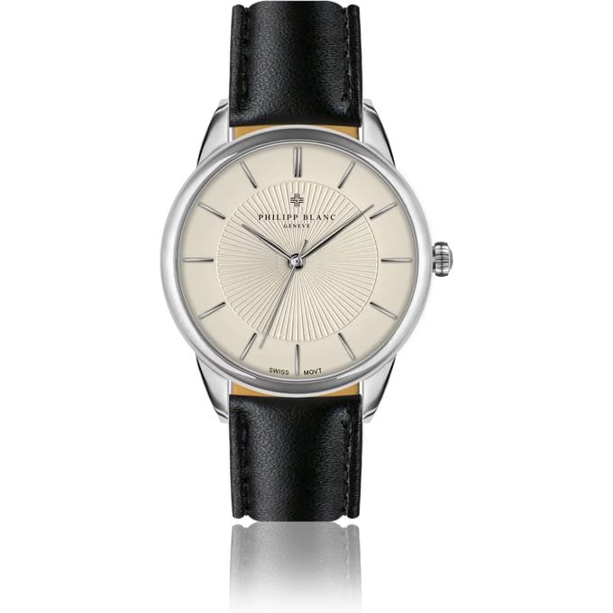 Lederen horloge Philipp Blanc Silver