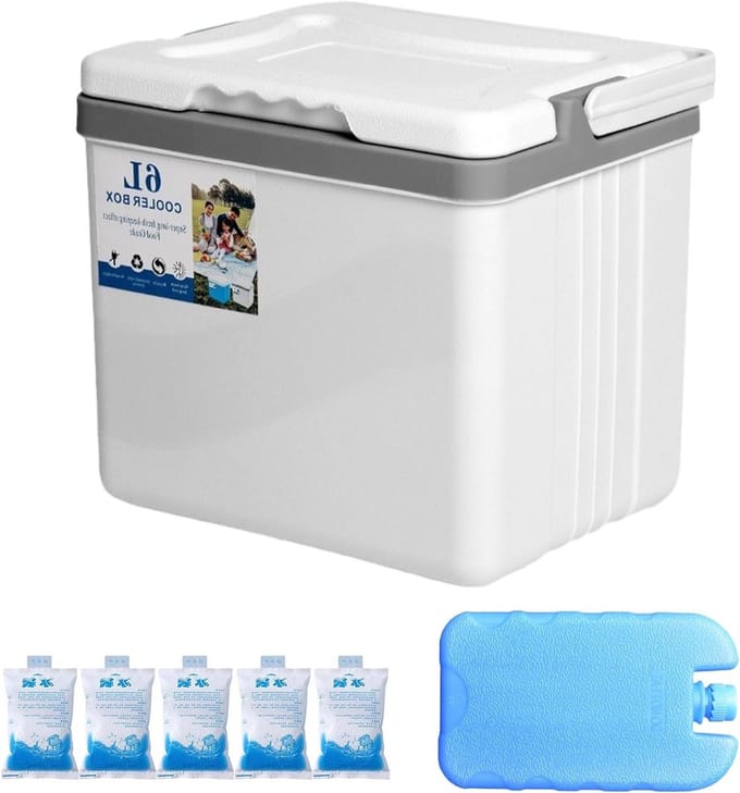 Draagbare Lunchbox - Vriescontainer Reizen - Picknicks Buiten - Waterdicht Ontwerp - 6 Liter Inhoud - Wit