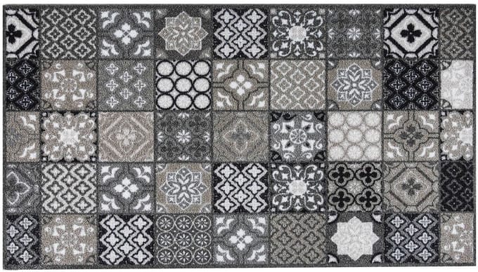 MD Entree - Design mat - Universal - Portugese Tiles Grey - Vloerkleed - Antislip - Machine wasbaar - 67 x 120 cm