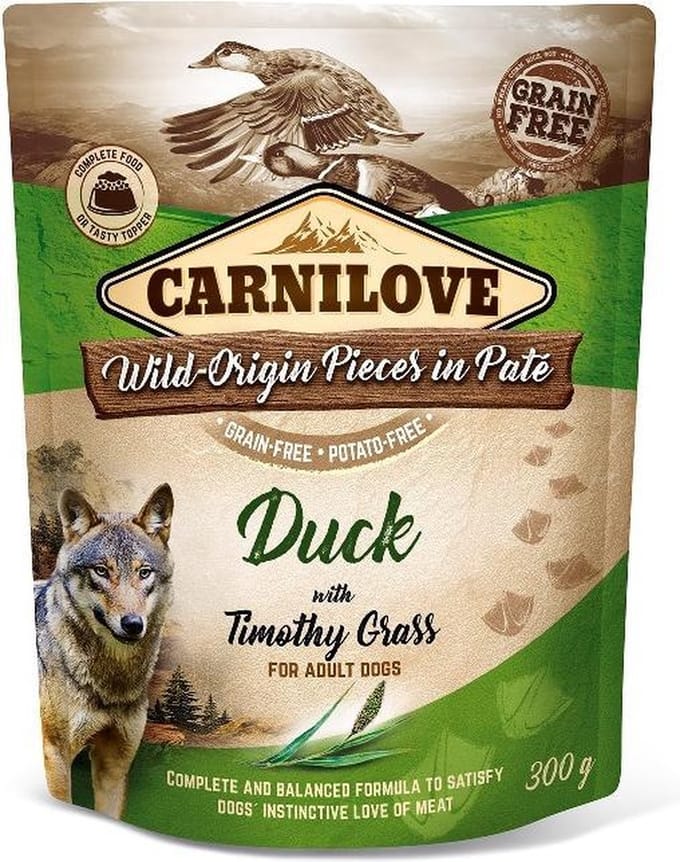 Carnilove Dog Pouch Eend met timothy gras 300 Gram