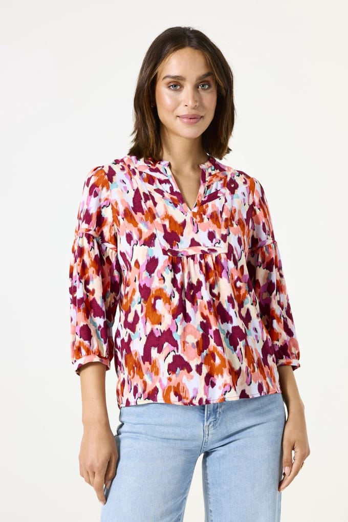 GARCIA Dames Print Blouse Rood 3/4 sleeve