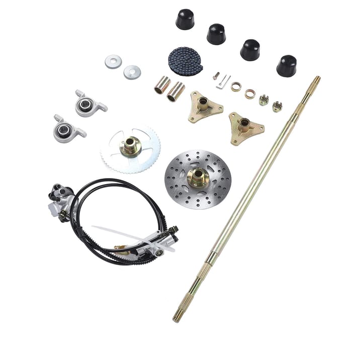 29in Go Kart Achterste Live As Assemblage Kit As Tandwiel Ketting Remschijf Remklauw Wielnaven gray