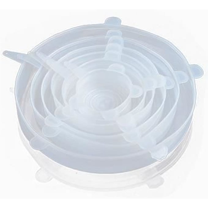 Couleur blanche Couvercles en Silicone pour bol alimentaire, 6 pièces, extensibles, scellés au micro-ondes, p