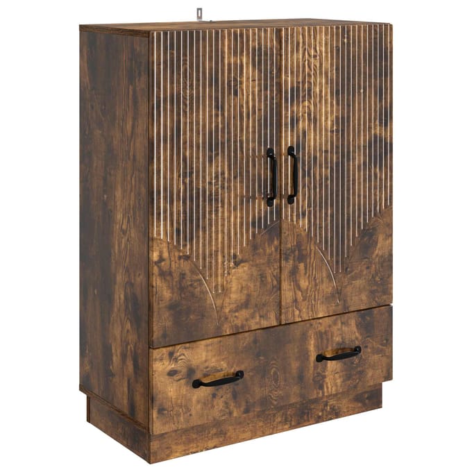 vidaXL - Dressoir - met - lade - Gerookt - eiken - 66 - x - 34,5 - x - 92 - cm - Bewerkt - hout